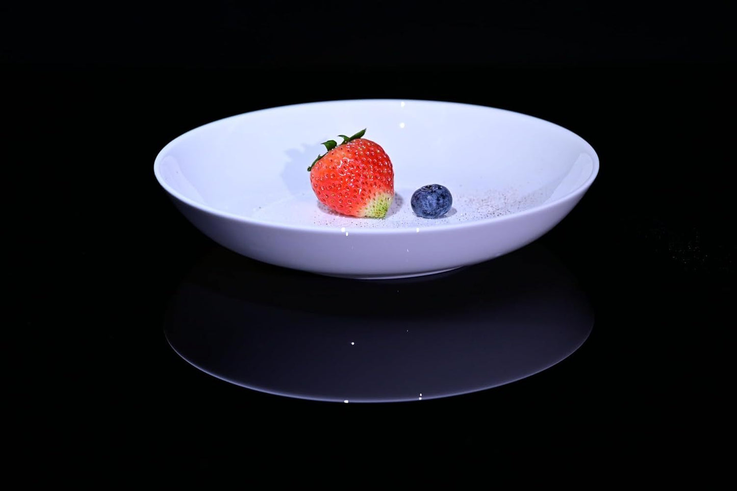 Lily Bone China Dinnerware Set, 4 Pieces, 8-inch Pasta White, Salad, Fruit Plate