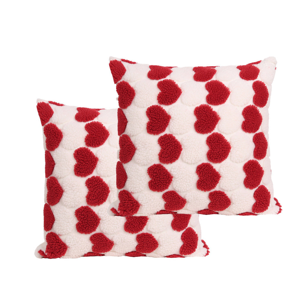 Add romantic charm to your home with this set of 2 heart-themed 18x18 inch Valentine’s throw pillow covers. Soft, stylish, and perfect for couch, bed, or sofa decor.