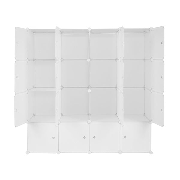 Organize your space with this 4-story, 16-grid cube wardrobe. Modular, space-saving design ideal for clothes, shoes, and accessories in bedrooms, dorms, or apartments.