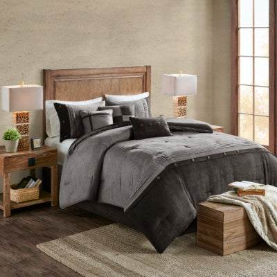Upgrade your bedroom with this 7-piece faux suede comforter set.