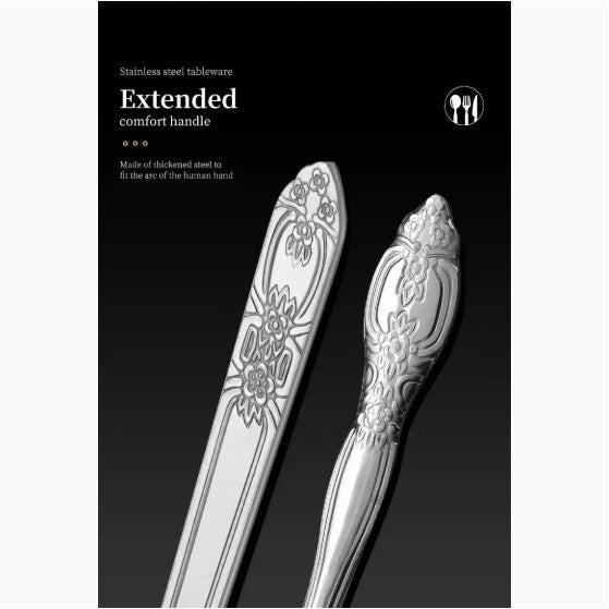 Deluxe Premium Cutlery Flatware Set For The Home Stainless Steel Cutlery Service With 1 Dinner Fork, 1 Dinner Knife, 1 Dinner Spoon And 1 Tea Spoon Durable, Elegant And Rust Resistance