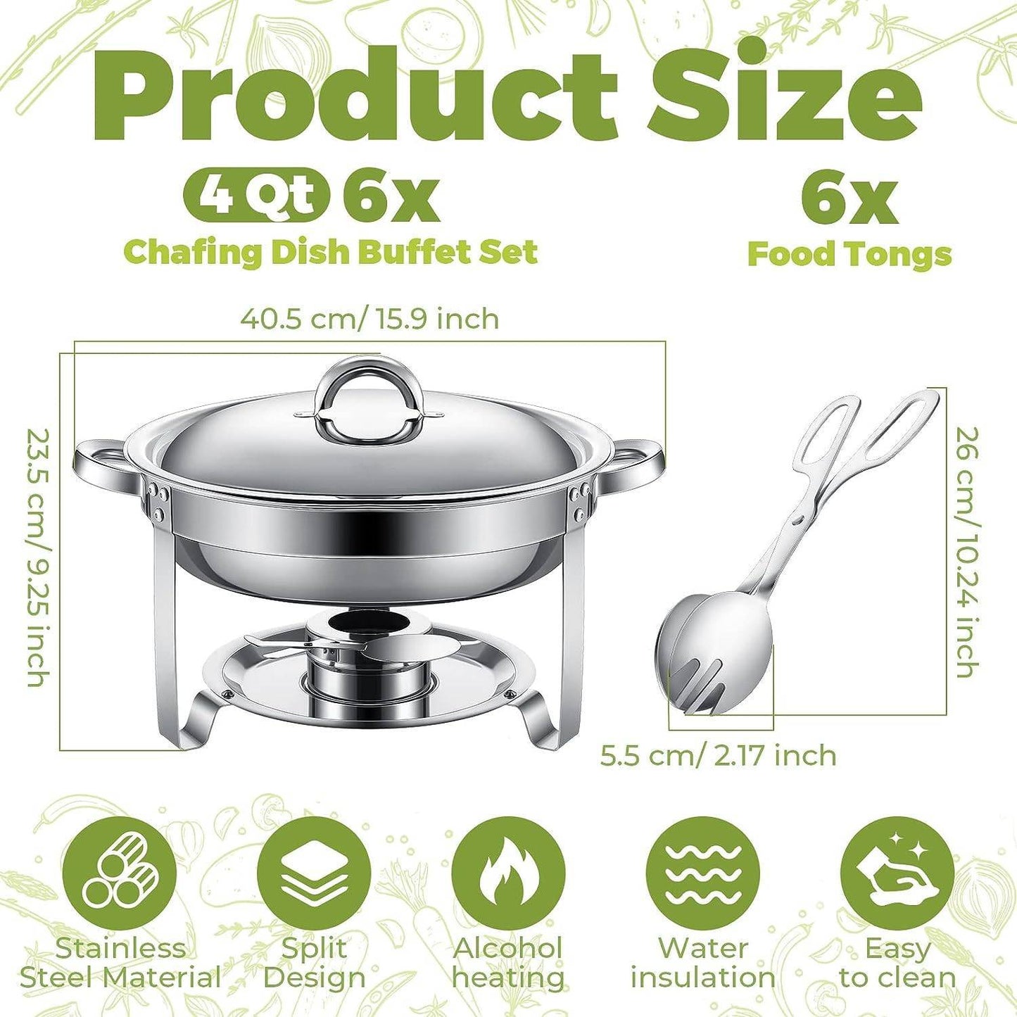 Round Buffet Catering Dish For Home And Outdoor 2 Pcs Sets