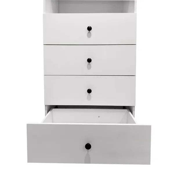 70.2H Livelylodge Wooden Modular Closet Organizer Modern Open Wardrobe Closet System With 4 Drawers For Bedroom&Coatroom White Finish