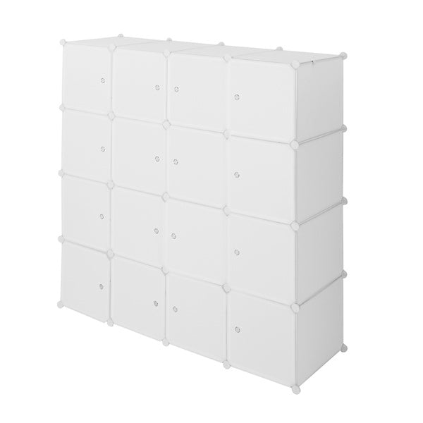Organize your space with this 4-story, 16-grid cube wardrobe. Modular, space-saving design ideal for clothes, shoes, and accessories in bedrooms, dorms, or apartments.