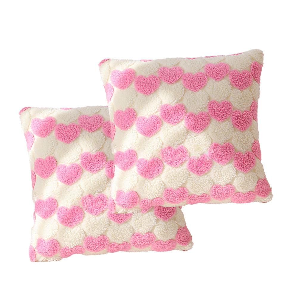 Add romantic charm to your home with this set of 2 heart-themed 18x18 inch Valentine’s throw pillow covers. Soft, stylish, and perfect for couch, bed, or sofa decor.