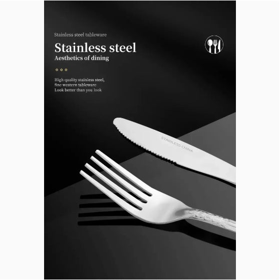 Deluxe Premium Cutlery Flatware Set For The Home Stainless Steel Cutlery Service With 1 Dinner Fork, 1 Dinner Knife, 1 Dinner Spoon And 1 Tea Spoon Durable, Elegant And Rust Resistance