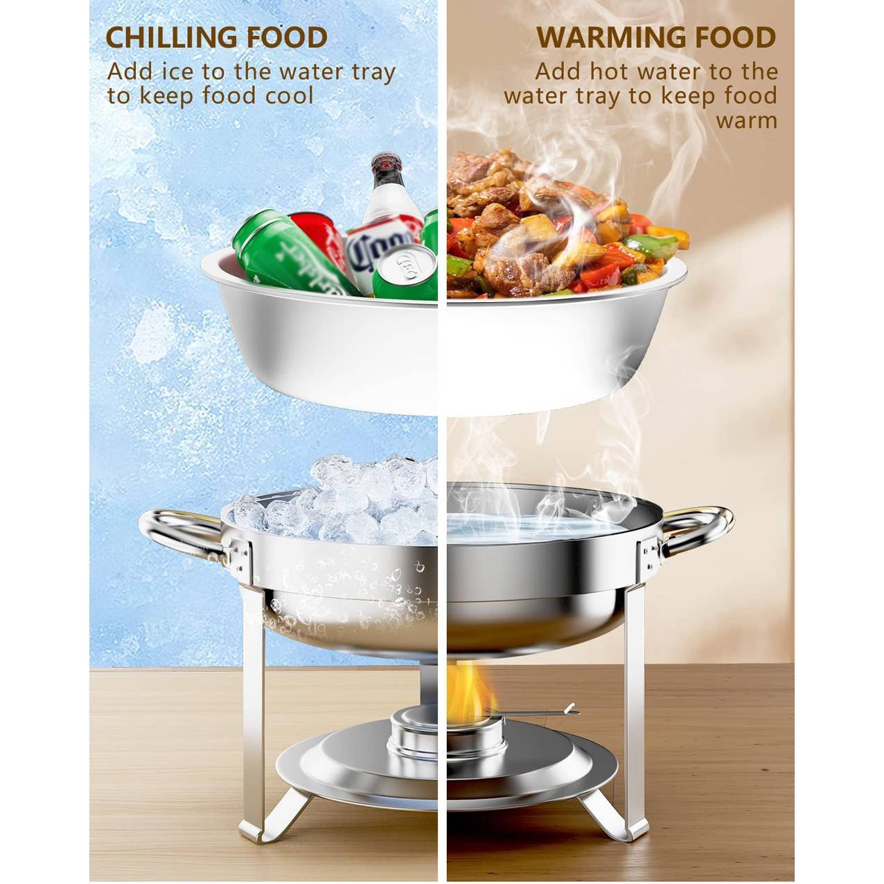Round Buffet Catering Dish For Home And Outdoor 2 Pcs Sets