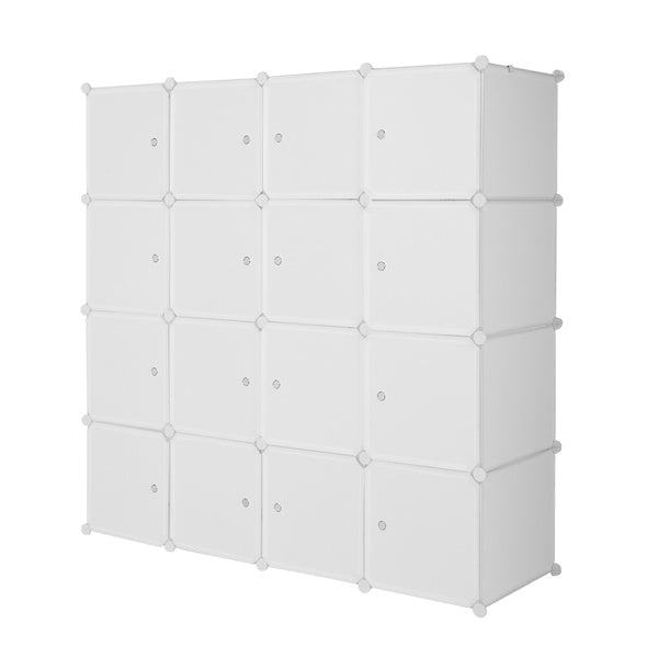 Organize your space with this 4-story, 16-grid cube wardrobe. Modular, space-saving design ideal for clothes, shoes, and accessories in bedrooms, dorms, or apartments.