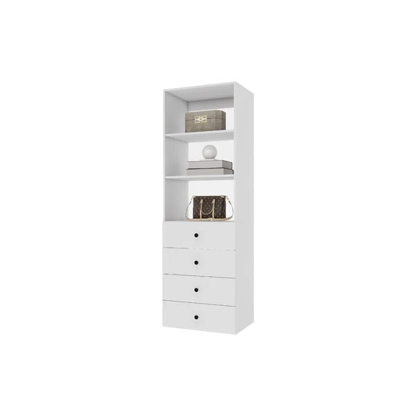 70.2H Livelylodge Wooden Modular Closet Organizer Modern Open Wardrobe Closet System With 4 Drawers For Bedroom&Coatroom White Finish
