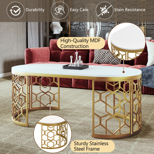 Enhance your living room with a sleek oval shaped coffee table. Modern design, perfect for small spaces, and adds a stylish touch to any home decor