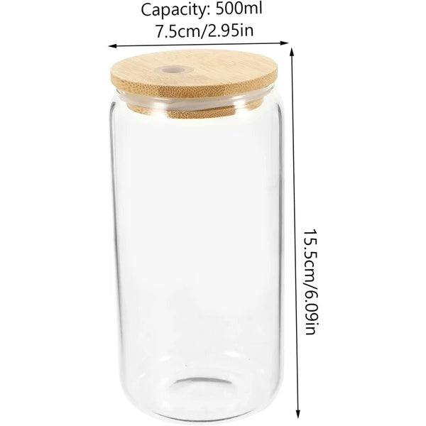Transparent Glass Cup With Lid And Straw 500ml Multi Function Drinkware For Milk Tea Juice Coffee And Tea