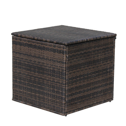 Upgrade your outdoor space with this 4-piece brown wicker rattan patio furniture set. Includes sectional sofa and storage box—perfect for garden, deck, or backyard lounging.