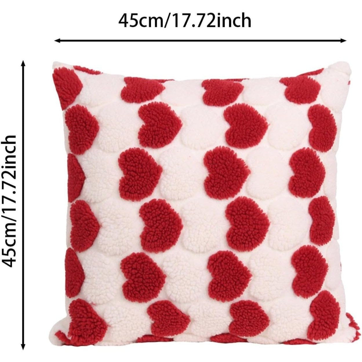 Add romantic charm to your home with this set of 2 heart-themed 18x18 inch Valentine’s throw pillow covers. Soft, stylish, and perfect for couch, bed, or sofa decor.