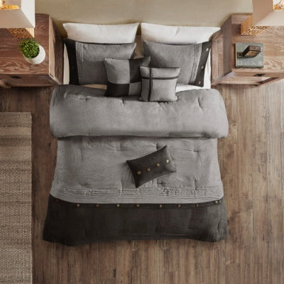 Upgrade your bedroom with this 7-piece faux suede comforter set.