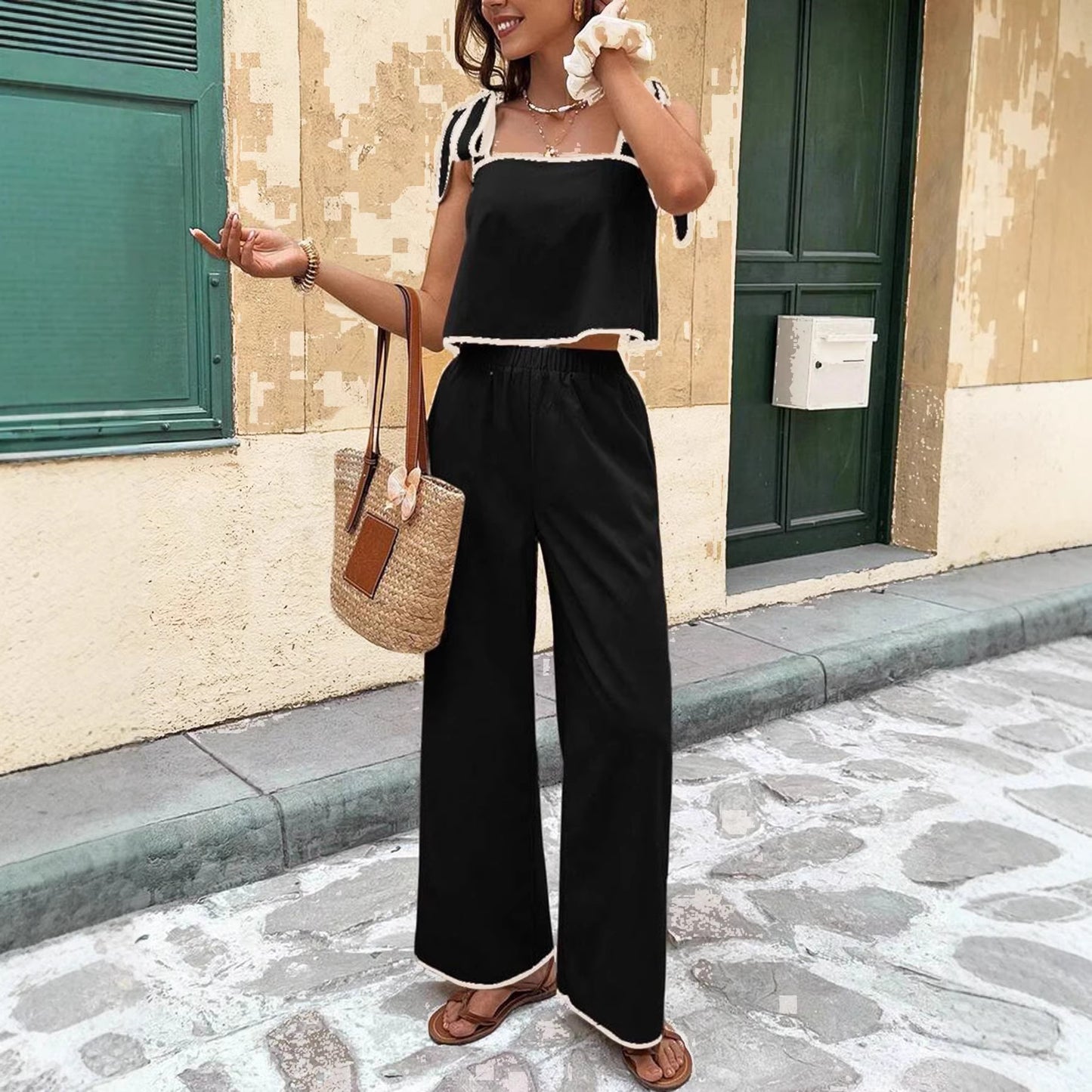 New Womens Loose Comfy Set In Solid Colors With Contrasting Accents